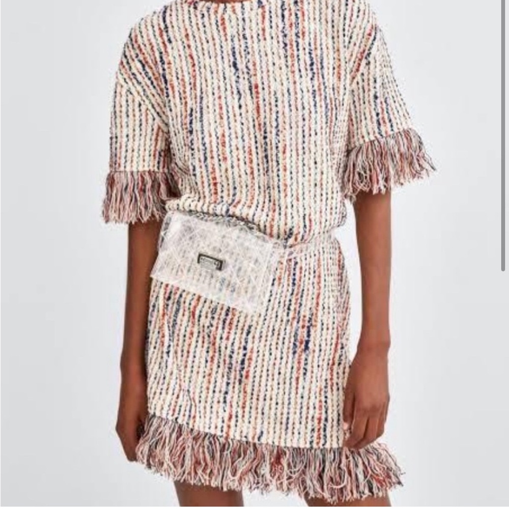 ZARA Sara Multicolor Fringe Knit Dress